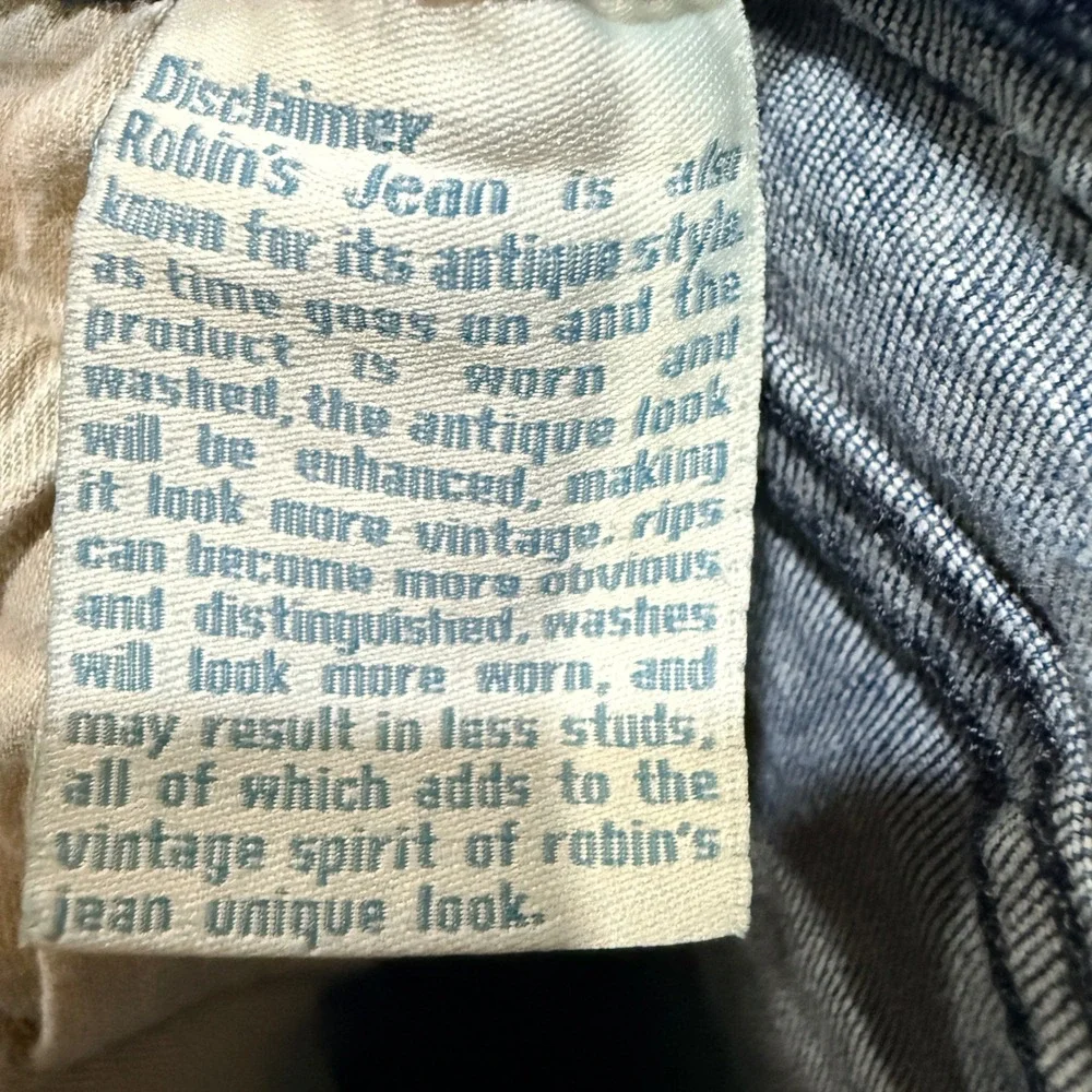 Robin's Jean Mens Blue Denim Biker Moto Jeans Zipper Detail Size 36 USA Made